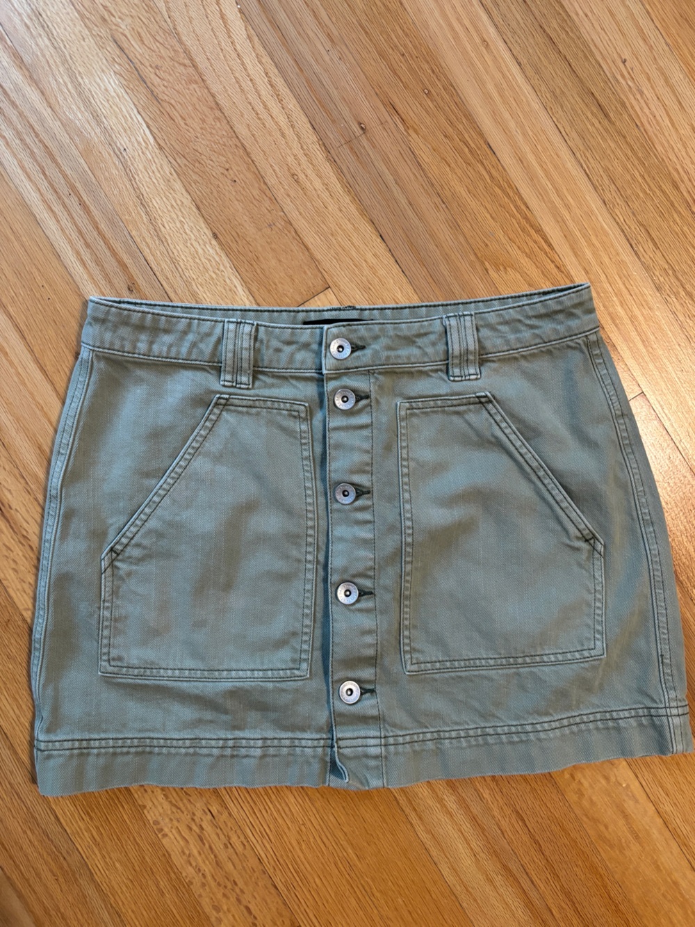 Sanctuary Olive Green Button-Front Mini Skirt